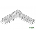 L-förmiges Pflanzgefäß für die Terrasse / 3,75 m x 0,75 m x 0,65 m